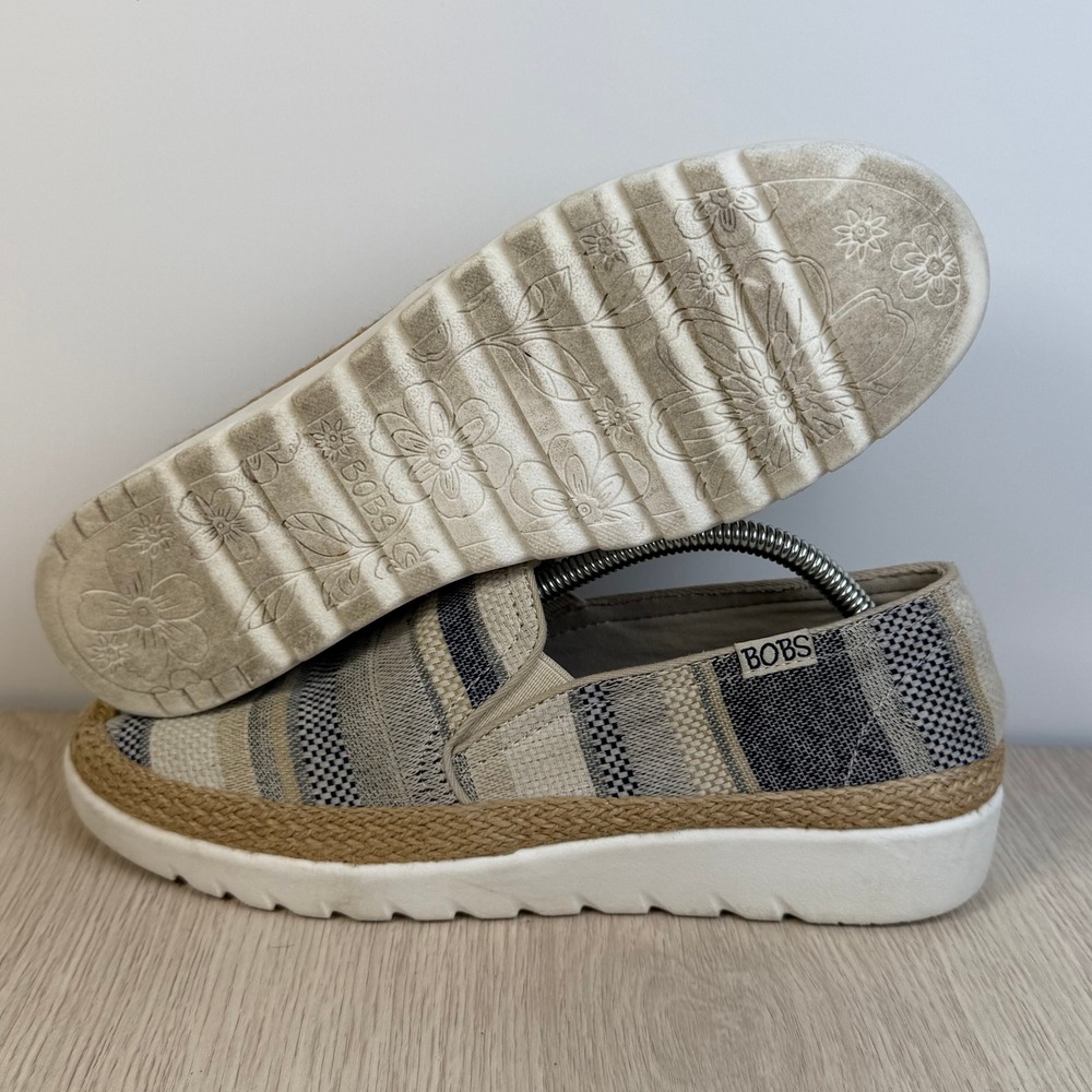 Skechers BOBS Women Striped Espadrille Slip On Platform Sneakers 114521 NVMT 7.5 - Picture 4 of 9